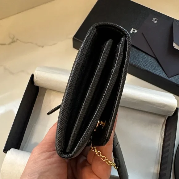 Prada Black Wallet with Gold Logo - Picture 10 of 14